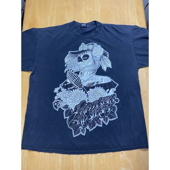 Famous Stars And Straps Shirt SZ XL Day Of the Dead Dia De Muertos Y2K 23pit2pit - Picture 1 of 5